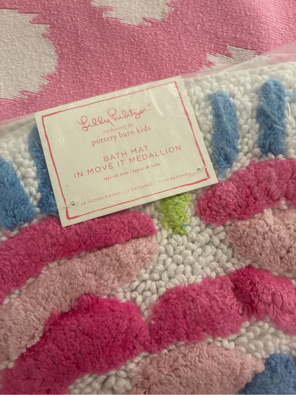 Pottery Barn Lilly Pulitzer Pink Floral Round Bath Mat